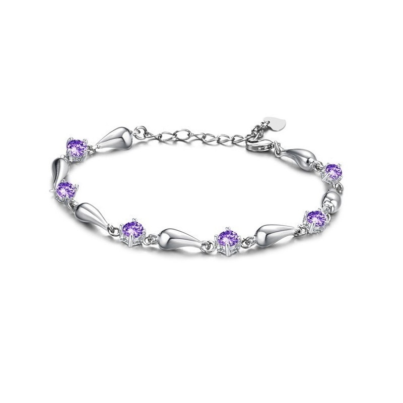 Hållbart I Bruk Lila Platinapläterat Titanarmband Med Diamanter För Kvinnor Hållbart I Bruk Lila Platinapläterat Titanarmband Med Diamanter För Kvinnor