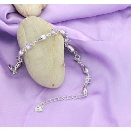 Hållbart I Bruk Lila Platinapläterat Titanarmband Med Diamanter För Kvinnor
