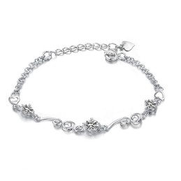 Kvalitets- Och Kvantitetsgaranterat Platinapläterat Titanarmband Med Strass För Kvinnor