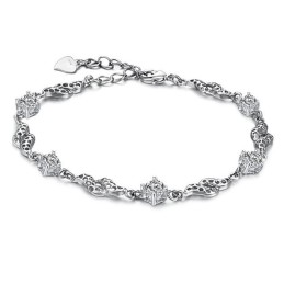 Högkvalitativt Ihåligt Platinapläterat Titanarmband Med Strass För Kvinnor