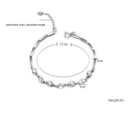 Drottningen Av Kvalitet, Platinapläterat Titanarmband Med Strass För Kvinnor