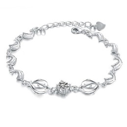 Slitstarkt Delfinformat Platinapläterat Titanarmband Med Diamanter För Kvinnor