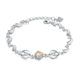 Slitstarkt Delfinformat Platinapläterat Titanarmband Med Diamanter För Kvinnor