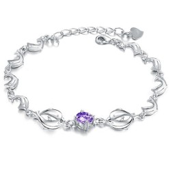 Slitstarkt Delfinformat Platinapläterat Titanarmband Med Diamanter För Kvinnor