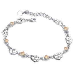 Slitstarkt Platinapläterat Titanarmband Med Diamanter För Kvinnor