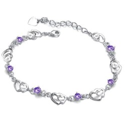 Slitstarkt Platinapläterat Titanarmband Med Diamanter För Kvinnor