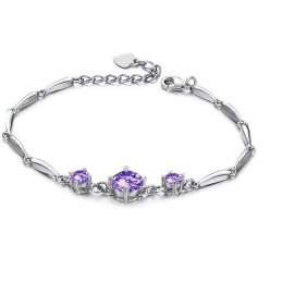 Stabil Kvalitet För Kvinnor I Lila Platinapläterad Titanarmband Med Diamanter
