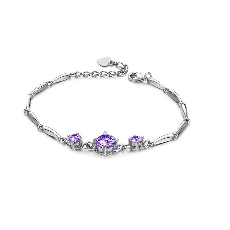 Stabil Kvalitet För Kvinnor I Lila Platinapläterad Titanarmband Med Diamanter Stabil Kvalitet För Kvinnor I Lila Platinapläterad Titanarmband Med Diamanter