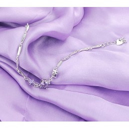 Stabil Kvalitet För Kvinnor I Lila Platinapläterad Titanarmband Med Diamanter