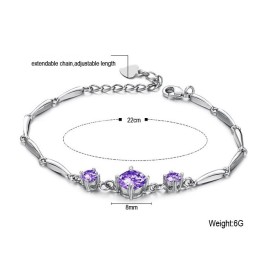 Stabil Kvalitet För Kvinnor I Lila Platinapläterad Titanarmband Med Diamanter