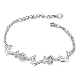Högkvalitativt Delfinformat Platinapläterat Titanarmband Med Diamanter För Kvinnor