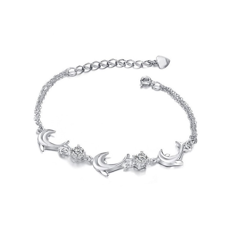 Högkvalitativt Delfinformat Platinapläterat Titanarmband Med Diamanter För Kvinnor Högkvalitativt Delfinformat Platinapläterat Titanarmband Med Diamanter För Kvinnor