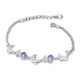 Högkvalitativt Delfinformat Platinapläterat Titanarmband Med Diamanter För Kvinnor