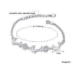 Högkvalitativt Delfinformat Platinapläterat Titanarmband Med Diamanter För Kvinnor