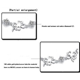 Högkvalitativt Platinapläterat Titanarmband För Kvinnor Med Klöverform Och Diamanter