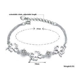 Högkvalitativt Platinapläterat Titanarmband För Kvinnor Med Klöverform Och Diamanter