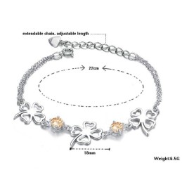 Högkvalitativt Platinapläterat Titanarmband För Kvinnor Med Klöverform Och Diamanter