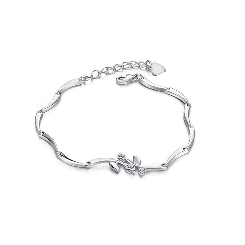 Kvalitets- Och Kvantitetsgaranterat Platinapläterat Titanarmband Med Diamanter För Kvinnor Kvalitets- Och Kvantitetsgaranterat Platinapläterat Titanarmband Med Diamanter För Kvinnor