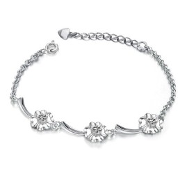 Slitstarkt, Klöverformat Platinapläterat Titanarmband För Kvinnor