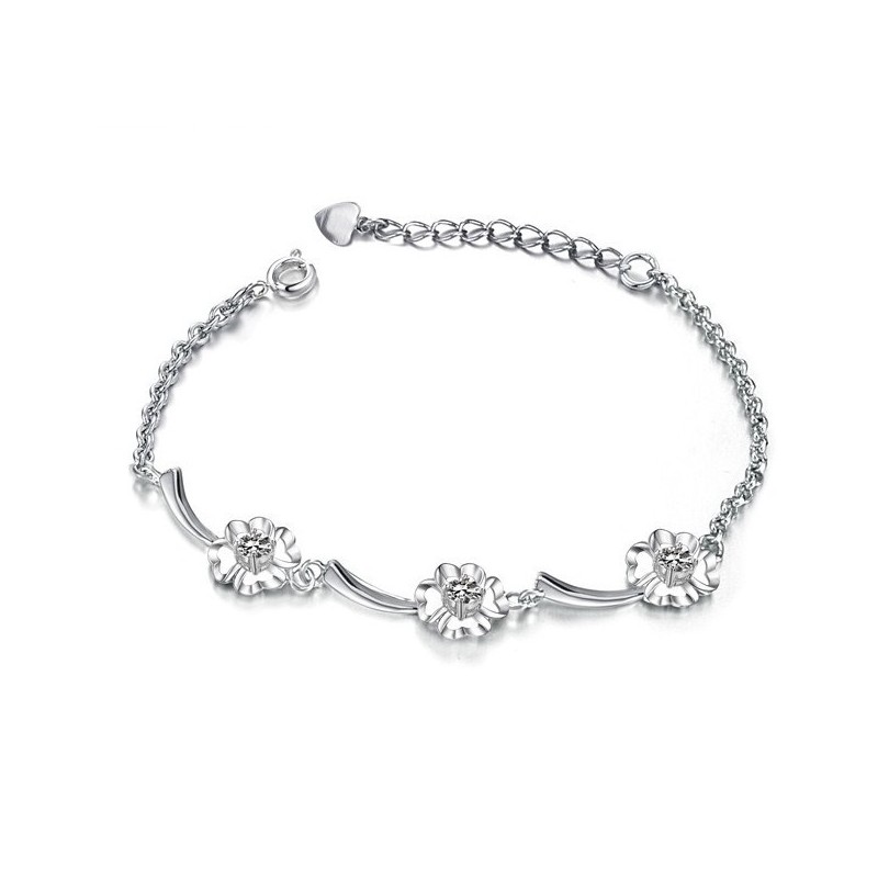 Slitstarkt, Klöverformat Platinapläterat Titanarmband För Kvinnor Slitstarkt, Klöverformat Platinapläterat Titanarmband För Kvinnor