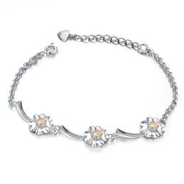 Slitstarkt, Klöverformat Platinapläterat Titanarmband För Kvinnor