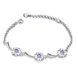 Slitstarkt, Klöverformat Platinapläterat Titanarmband För Kvinnor