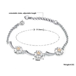 Slitstarkt, Klöverformat Platinapläterat Titanarmband För Kvinnor
