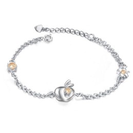 Kompletta Specifikationer För Kvinnor, Äppelformat Platinapläterat Titanarmband Med Diamanter