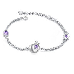 Kompletta Specifikationer För Kvinnor, Äppelformat Platinapläterat Titanarmband Med Diamanter