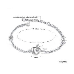Kompletta Specifikationer För Kvinnor, Äppelformat Platinapläterat Titanarmband Med Diamanter