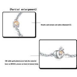 Kompletta Specifikationer För Kvinnor, Äppelformat Platinapläterat Titanarmband Med Diamanter