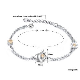 Kompletta Specifikationer För Kvinnor, Äppelformat Platinapläterat Titanarmband Med Diamanter