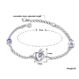Kompletta Specifikationer För Kvinnor, Äppelformat Platinapläterat Titanarmband Med Diamanter