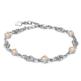 Högkvalitativt Ihåligt Platinapläterat Titanarmband Med Diamanter För Kvinnor