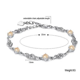 Högkvalitativt Ihåligt Platinapläterat Titanarmband Med Diamanter För Kvinnor