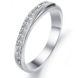 Högkvalitativ Platinapläterad Titanring För Kvinnor Med Strass