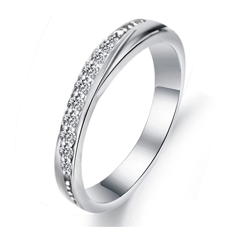 Högkvalitativ Platinapläterad Titanring För Kvinnor Med Strass Högkvalitativ Platinapläterad Titanring För Kvinnor Med Strass
