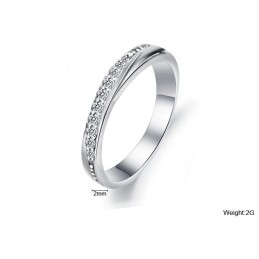Högkvalitativ Platinapläterad Titanring För Kvinnor Med Strass