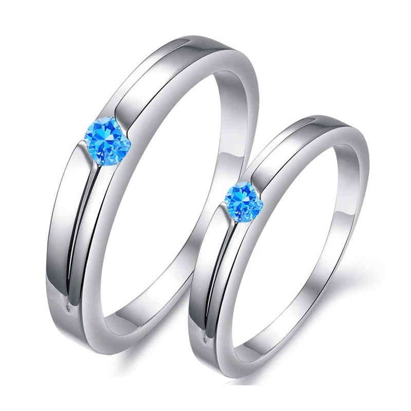 Utmärkt Kvalitet Blå Platina Pläterad Titanring För Älskare Med Strass Utmärkt Kvalitet Blå Platina Pläterad Titanring För Älskare Med Strass