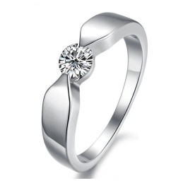 Högkvalitativ Platinapläterad Titanring För Älskare Med Strass