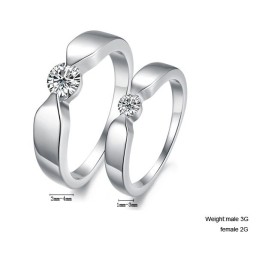 Högkvalitativ Platinapläterad Titanring För Älskare Med Strass