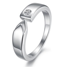 Högkvalitativ Platinapläterad Titanring För Älskare Med Strass
