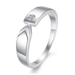 Högkvalitativ Platinapläterad Titanring För Älskare Med Strass