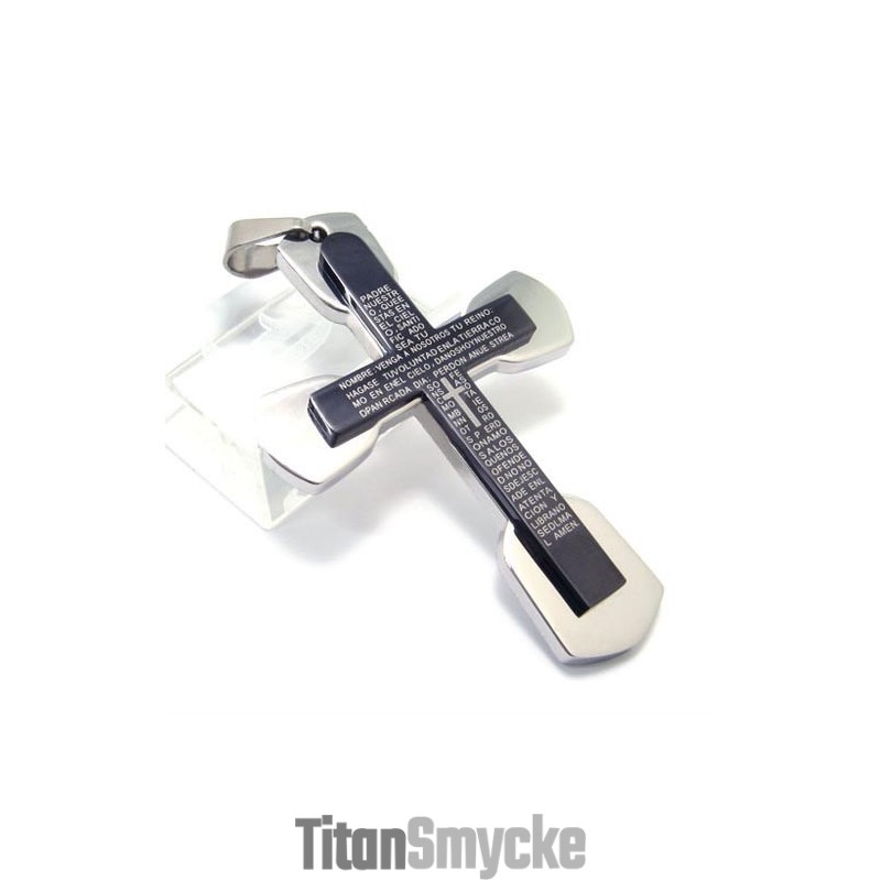 Moderiktigt Herr Svart Titan Bibel Korshänge - Fri Kedja