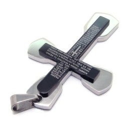 Moderiktigt Herr Svart Titan Bibel Korshänge - Fri Kedja