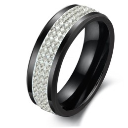 Utmärkt Kvalitet Svart Volfram Keramisk Ring Med Strass