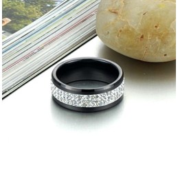 Utmärkt Kvalitet Svart Volfram Keramisk Ring Med Strass