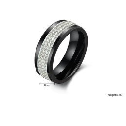 Utmärkt Kvalitet Svart Volfram Keramisk Ring Med Strass