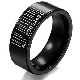 Världsomspännande Svart Streckkodsvolframkeramisk Ring