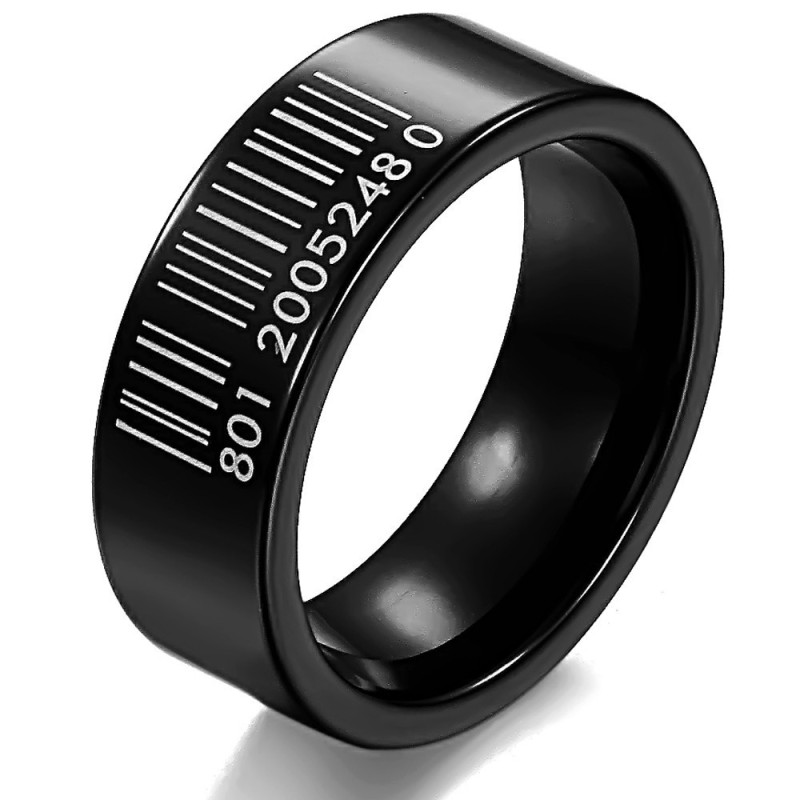 Världsomspännande Svart Streckkodsvolframkeramisk Ring Världsomspännande Svart Streckkodsvolframkeramisk Ring